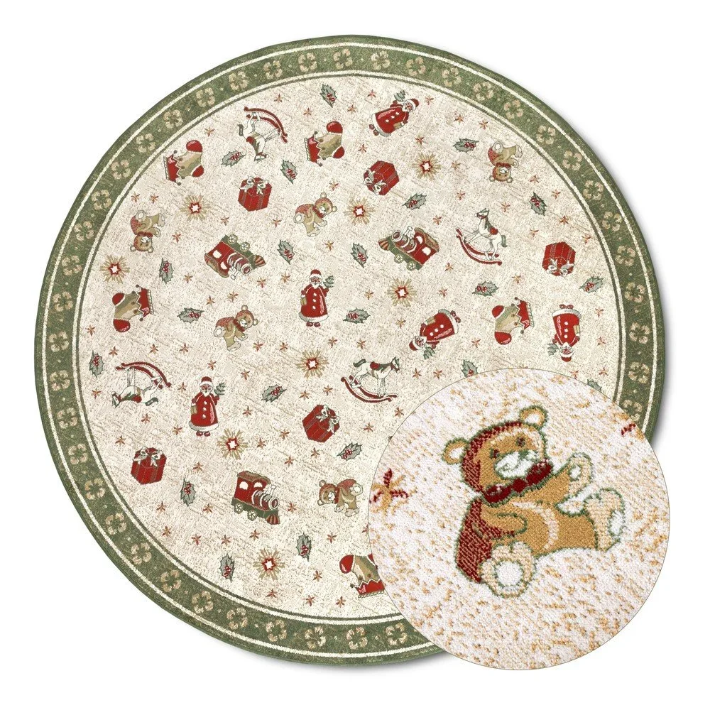 Zelený kulatý koberec s vánočním motivem s příměsí bavlny ø 200 cm Toy's Delight Green Christmas – Villeroy&Boch v:1715922