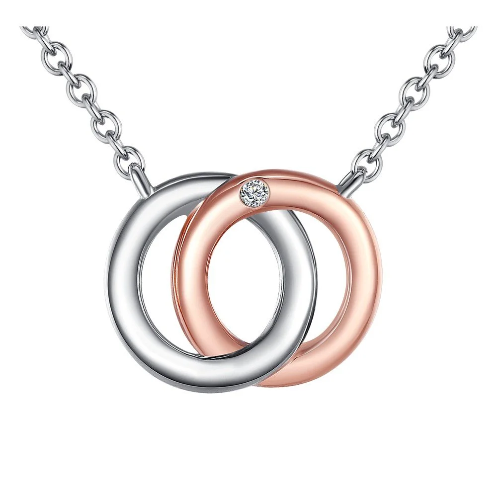 Stříbrný náhrdelník s detaily v barvě růžového zlata s pravým diamantem Tess Diamonds Honor, délka 40 cm v:699934