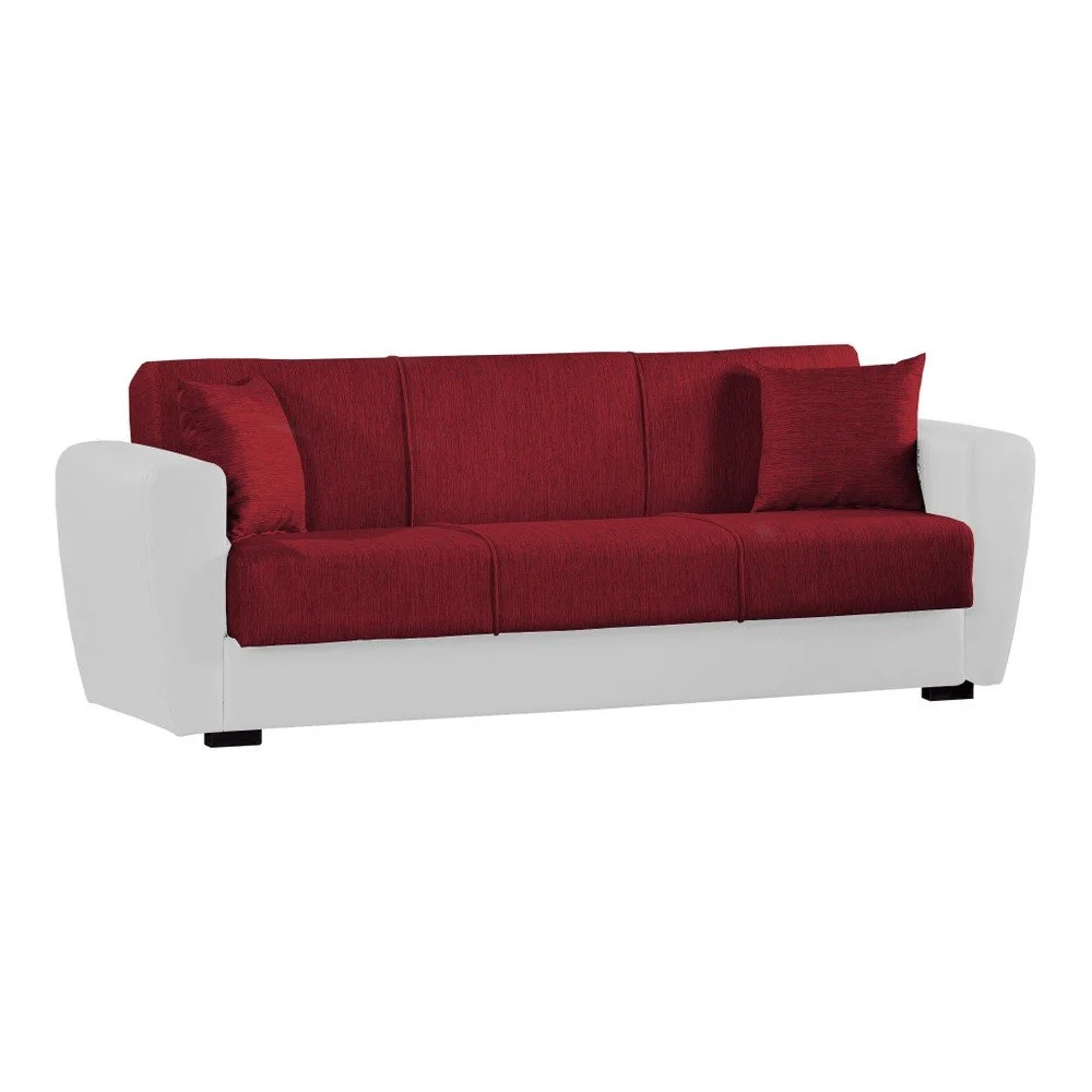 Červeno-bílá trojmístná rozkládací pohovka s úložným prostorem Esidra Comfort v:876428