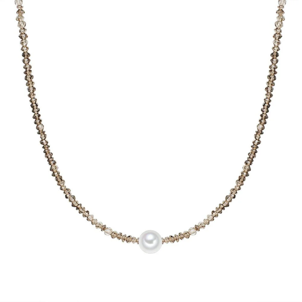 Křemenový náhrdelník s perlou Nova Pearls Porfyrión, délka 42 cm v:736372