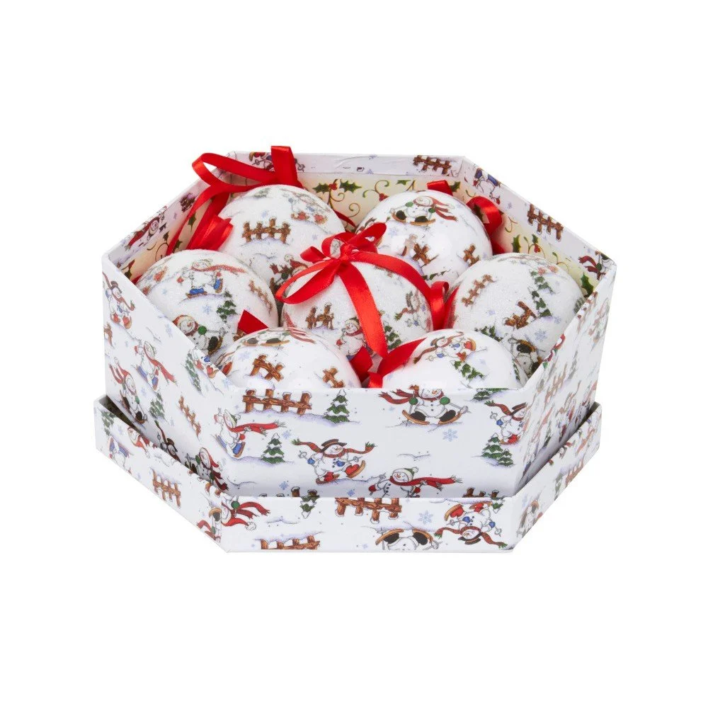 Sada 7 ozdob v krabičce Archipelago White Snowman Baubles v:718928