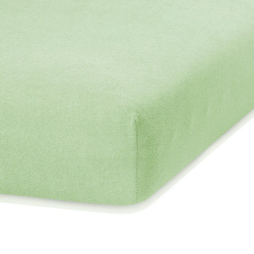 Světle zelené elastické prostěradlo s vysokým podílem bavlny AmeliaHome Ruby, 120/140 x 200 cm v:1279380