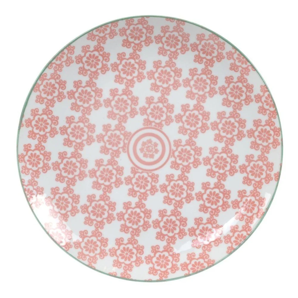 Červený talíř se zeleným okrajem Tokyo Design Studio Flowers, ⌀ 25,7 cm v:788660