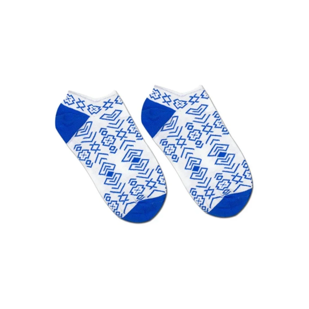 Modré bavlněné kotníkové ponožky HestySocks Geometry, vel. 35-38 v:1120118
