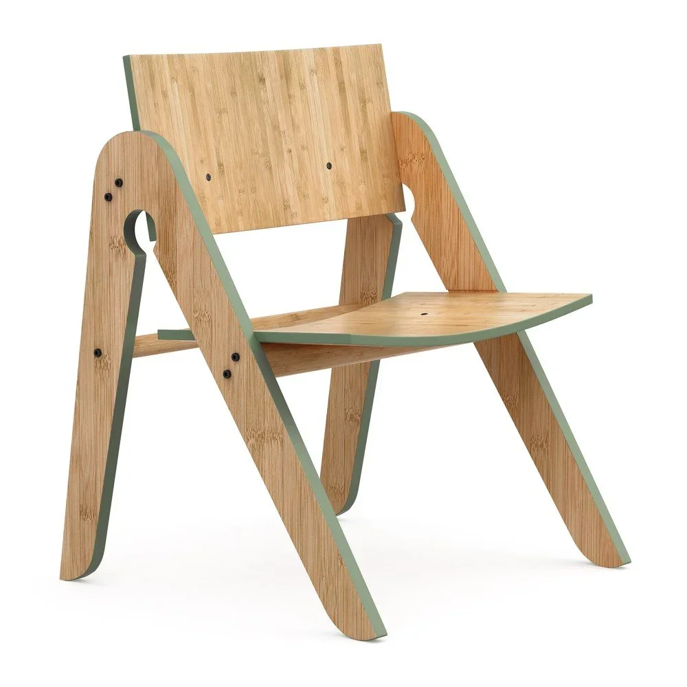 Dětská židle z bambusu Moso se zelenými detaily We Do Wood Lilly's v:917432