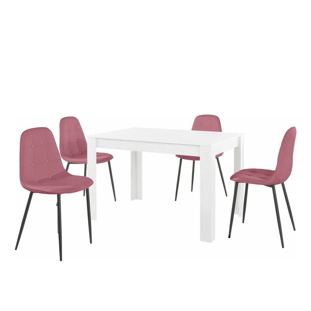 Set bílého jídelního stolu a 4 růžových jídelních židlí Støraa Lori Lamar v:1043676