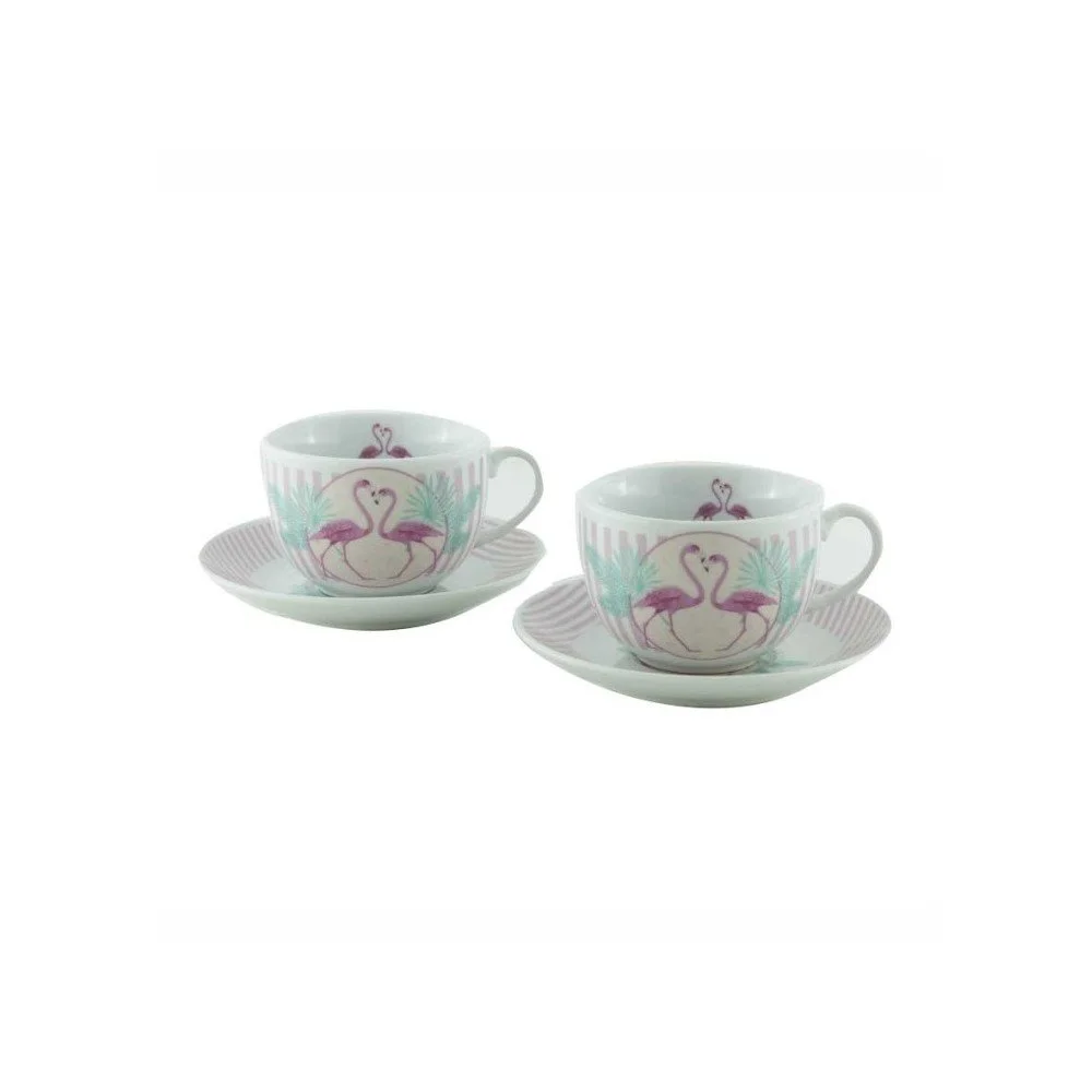 Sada 4 růžových šálků s podšálky HOME ELEMENTS Flaminco, 250 ml v:1289486
