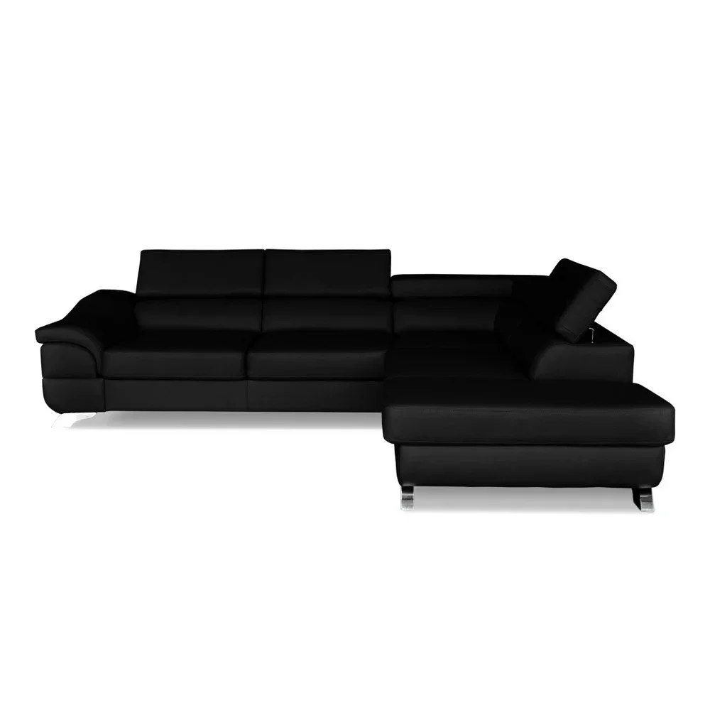 Černá kožená rohová rozkládací pohovka Windsor & Co. Sofas Omnikron, pravý roh v:762702