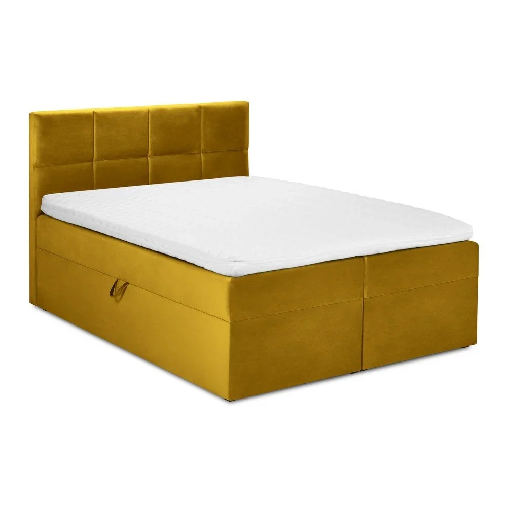 Hořčicově žlutá sametová dvoulůžková postel Mazzini Beds Mimicry, 160 x 200 cm v:1360037