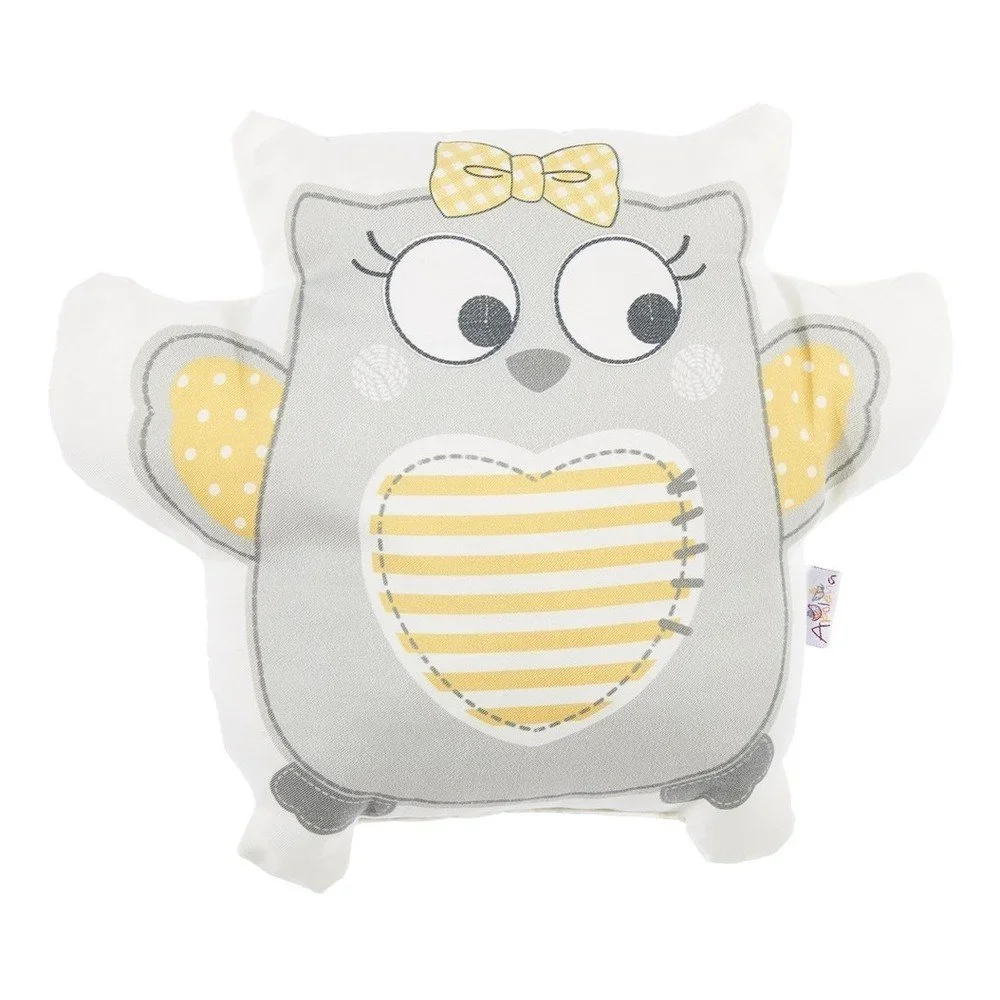 Šedý dětský polštářek s příměsí bavlny Mike & Co. NEW YORK Pillow Toy Owl, 32 x 26 cm v:1284888