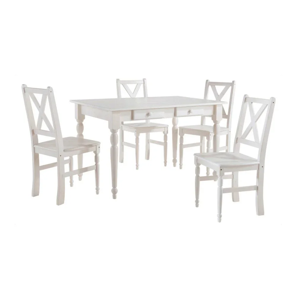 Set 4 bílých dřevěných jídelních židlí a stolu Støraa Normann, 120 x 80 cm v:895814