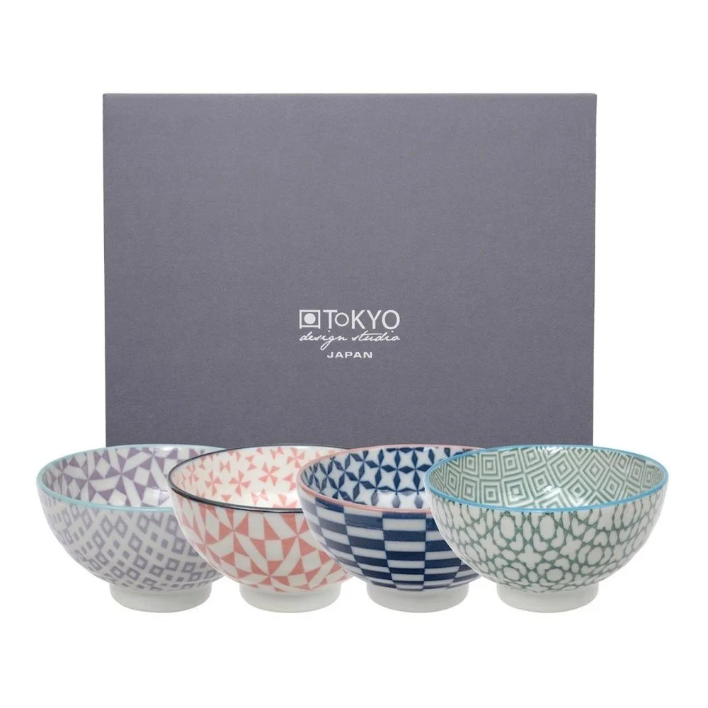 Sada 4 porcelánových misek na rýži Tokyo Design Studio Geo Eclectic v:932600