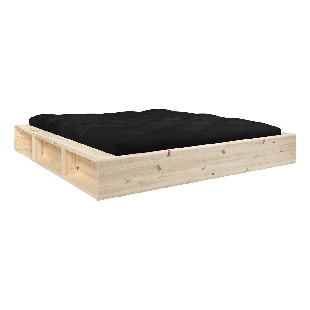 Dvoulůžková postel z masivního dřeva s úložným prostorem a černým futonem Comfort Karup Design Ziggy, 160 x 200 cm v:1332858