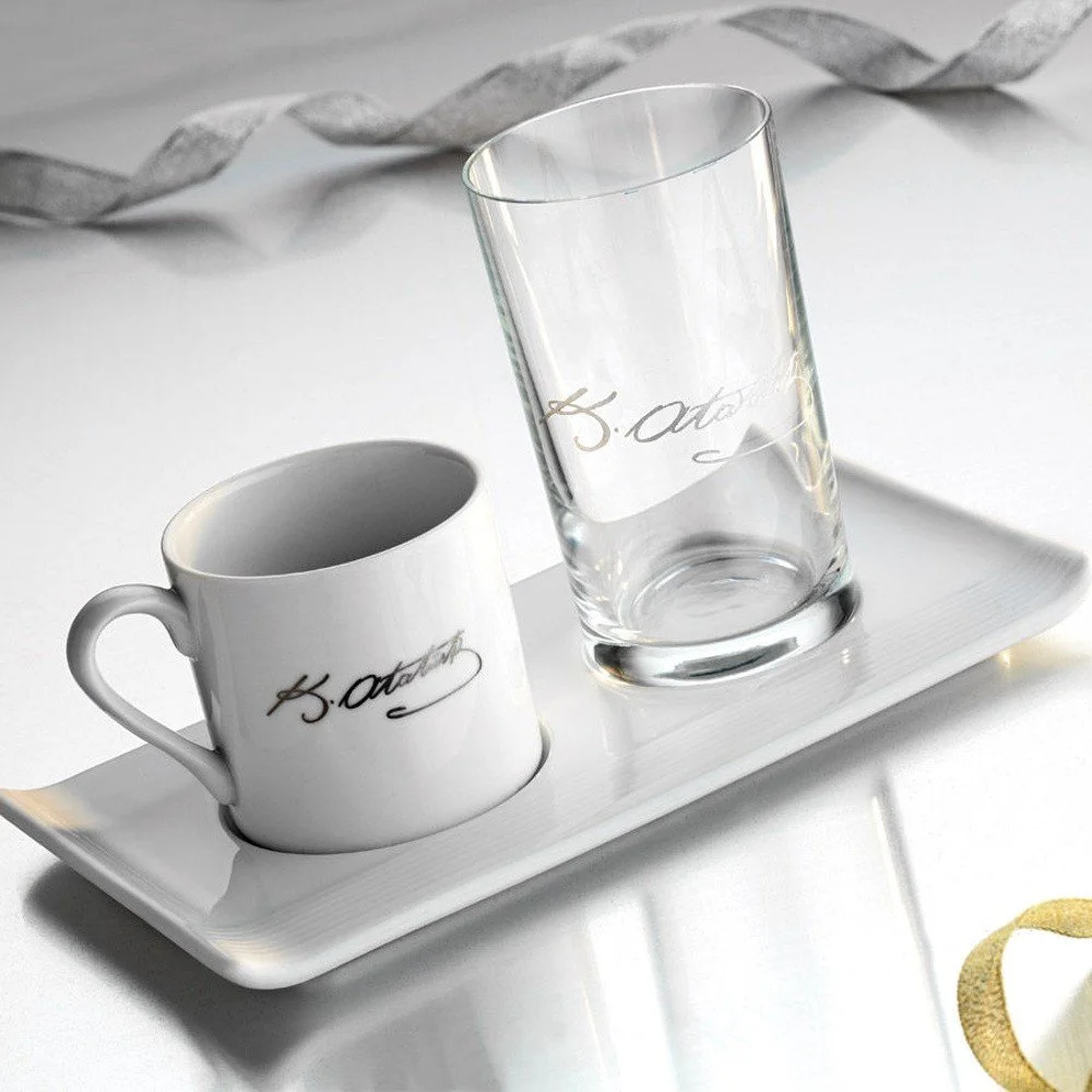 Set porcelánového šálku, podtácku a sklenice Kutahya Lissmo v:1289088