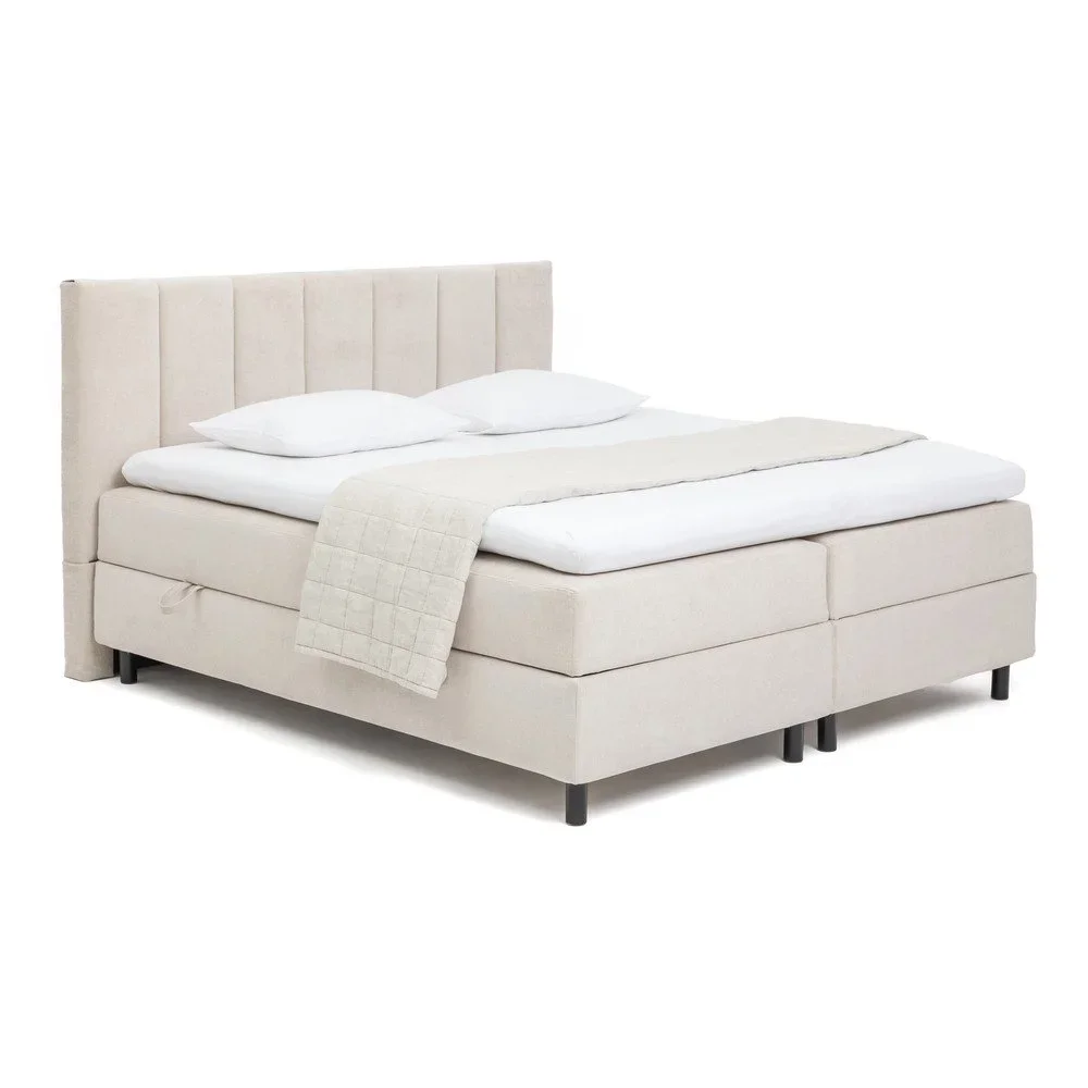 Béžová boxspring postel s úložným prostorem 160x200 cm Elva Bold Line – Bonami Selection v:1756700