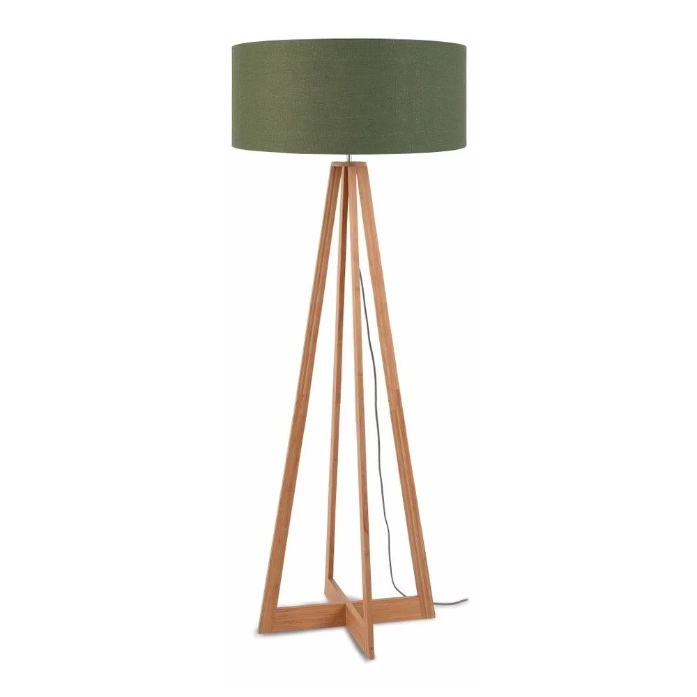 Stojací lampa se zeleným stínidlem a konstrukcí z bambusu Good&Mojo Everest v:928040