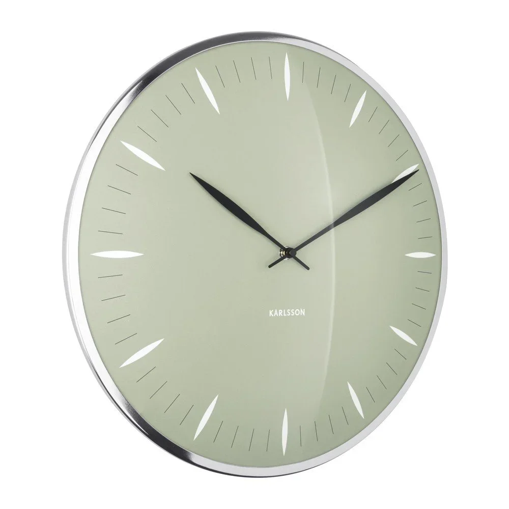 Zelené skleněné nástěnné hodiny Karlsson Leaf, ø 40 cm v:1367839