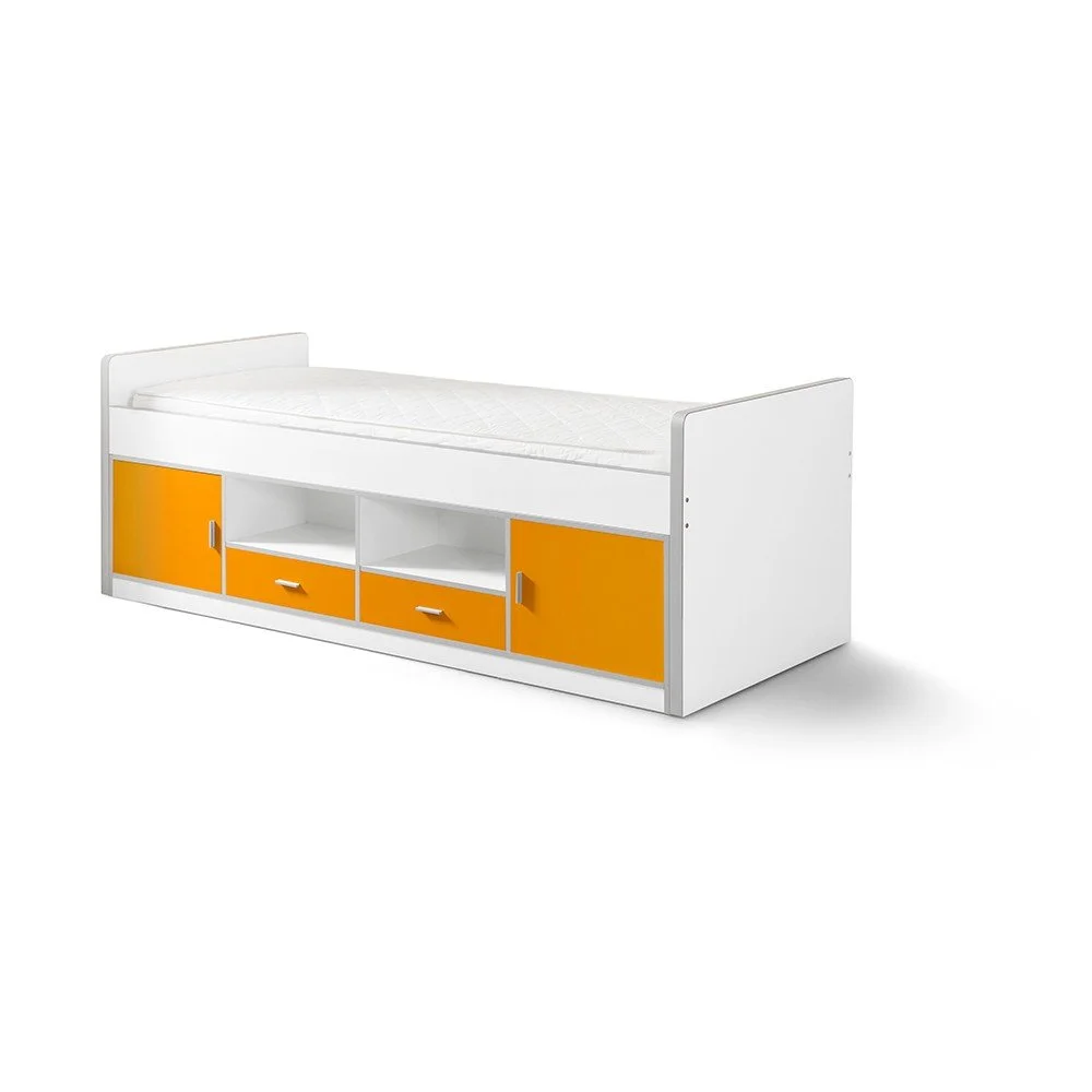 Bílo-oranžová dětská postel s úložným prostorem Vipack Bonny, 200 x 90 cm v:1129652