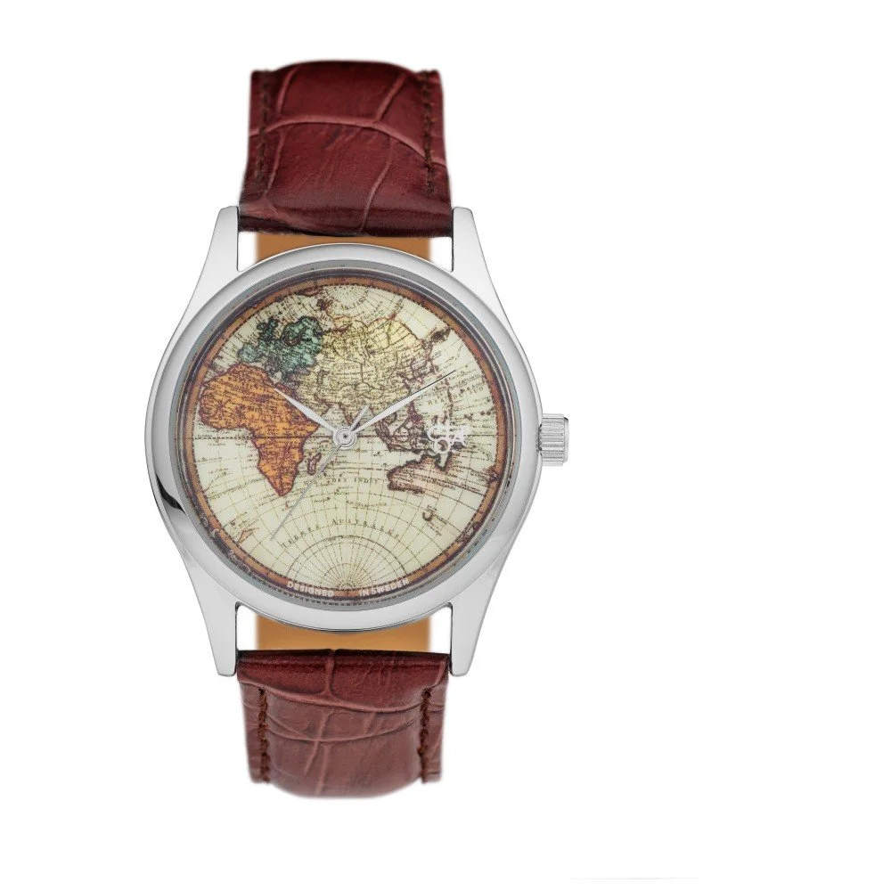 Hodinky s hnědým koženým řemínkem CHPO Vintage World v:771254