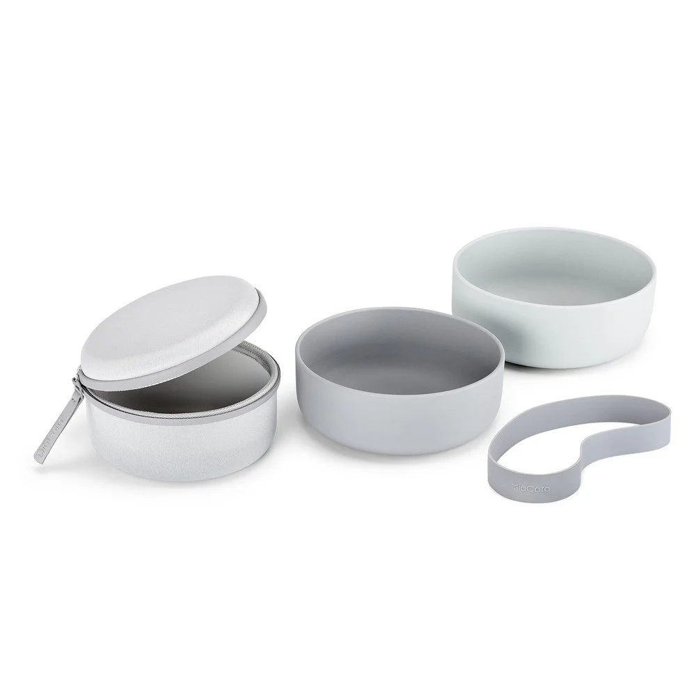 Silikonová cestovní sada misek pro psa ø 19 cm Bento Concrete/Slate – MiaCara v:1675676