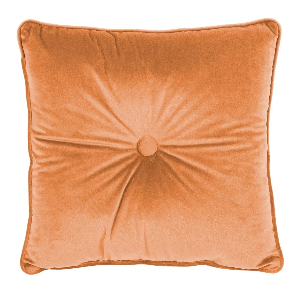 Oranžový polštář Tiseco Home Studio Velvet Button, 45 x 45 cm v:1281050