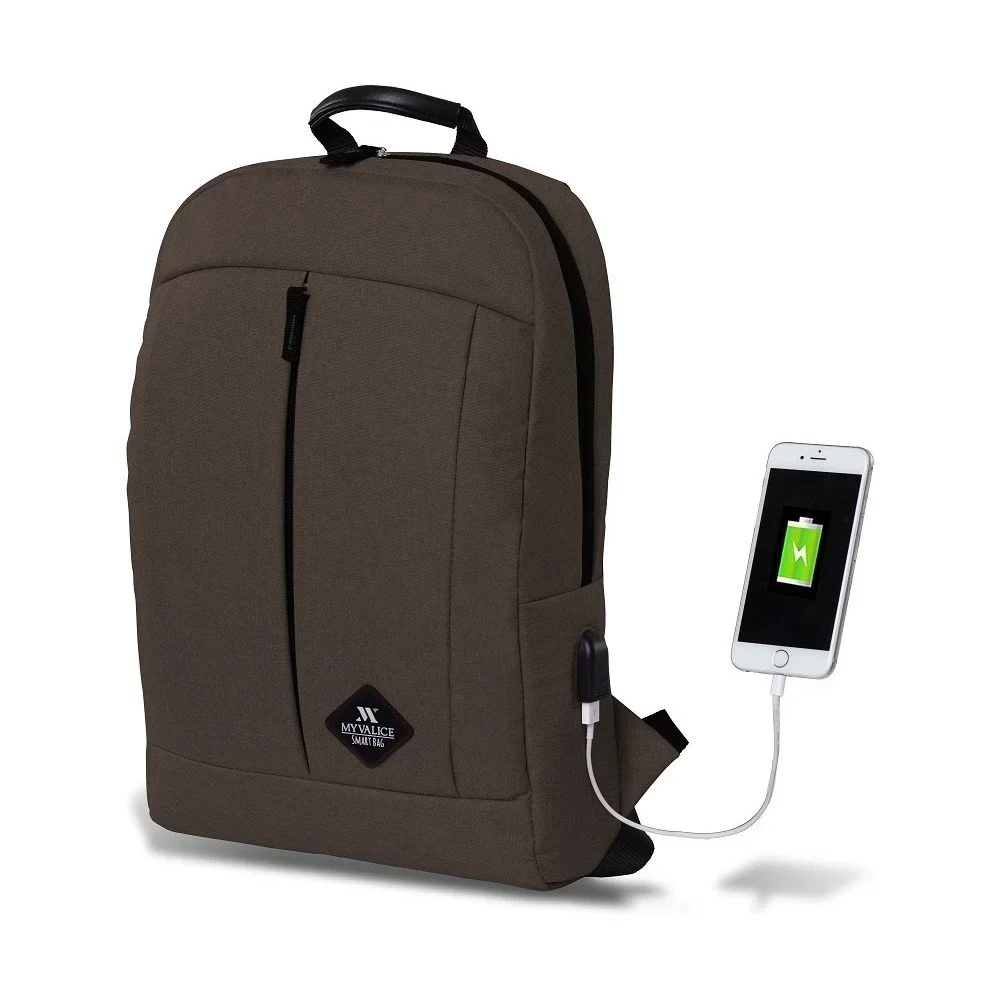 Tmavě hnědý batoh s USB portem My Valice GALAXY Smart Bag v:1219788