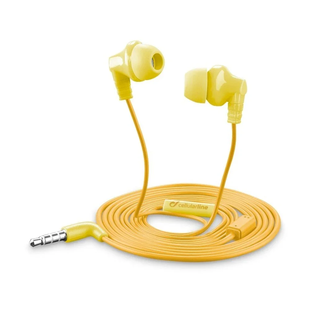 Žlutá in-ear sluchátka Style&Color Cellularline Cricket, plochý kabel, 3,5 mm jack v:708236