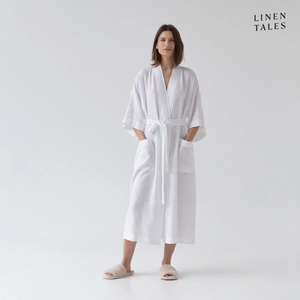 Bílý lněný župan velikost S/M Summer – Linen Tales v:1528170