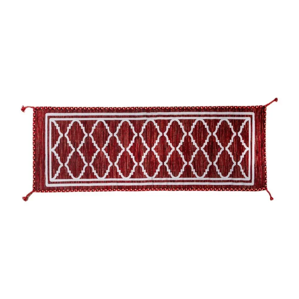 Tmavě červený ručně tkaný běhoun Navaei & Co Kilim Ethnic 105, 180 x 60 cm v:917236