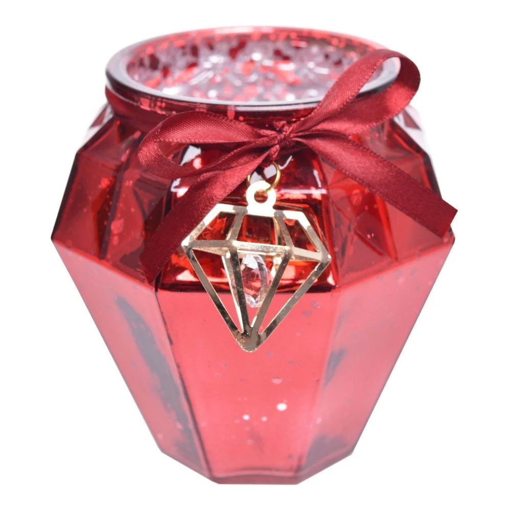 Červený skleněný svícen Ewax, výška 13 cm v:1130428