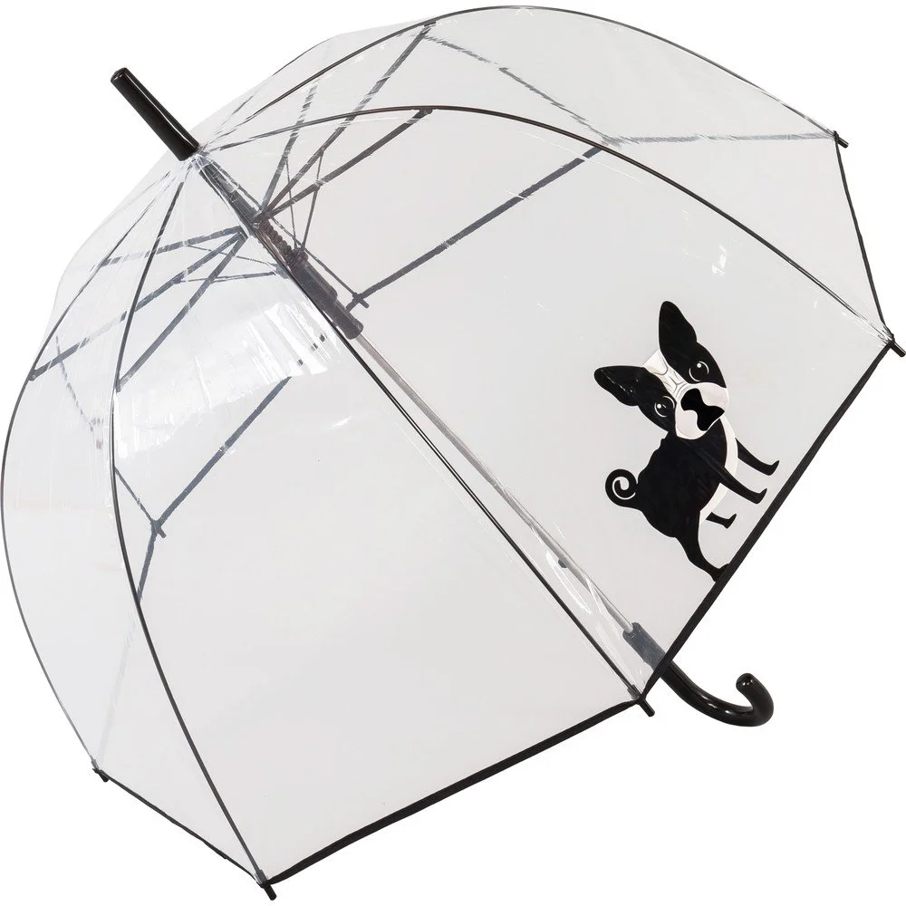 Transparentní větruodolný holový deštník Ambiance French Bulldog, ⌀ 84 cm v:1361431