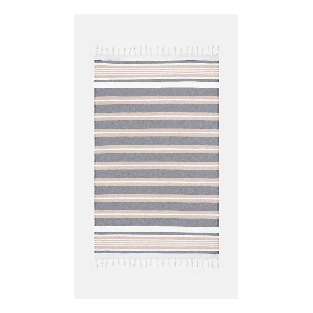 Béžovo-šedá osuška s příměsí bavlny Kate Louise Cotton Collection Line Beige Grey, 100 x 180 cm v:1254808