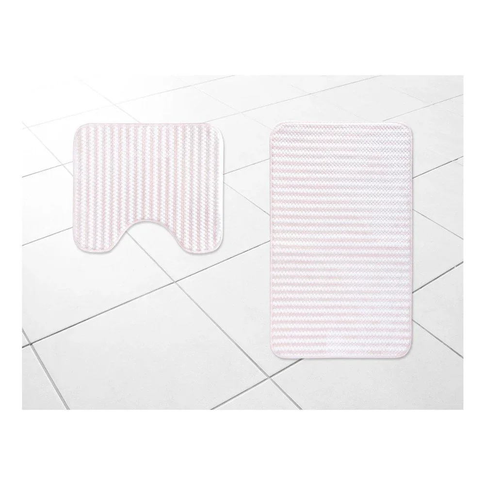 Sada 2 bílorůžových koupelnových předložek Madame Coco Stripy v:1061822
