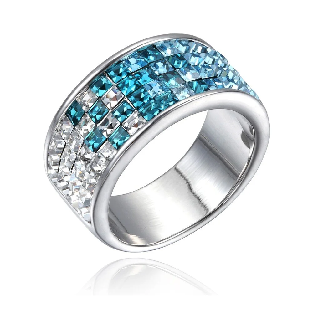 Prsten s bílými a modrými krystaly Swarovski Elements Crystals Abby, vel. 6 v:1197722