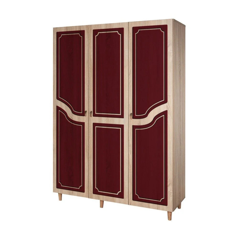 Třídveřová šatní skříň Mode Retro Red, 135 x 192 cm v:1284794