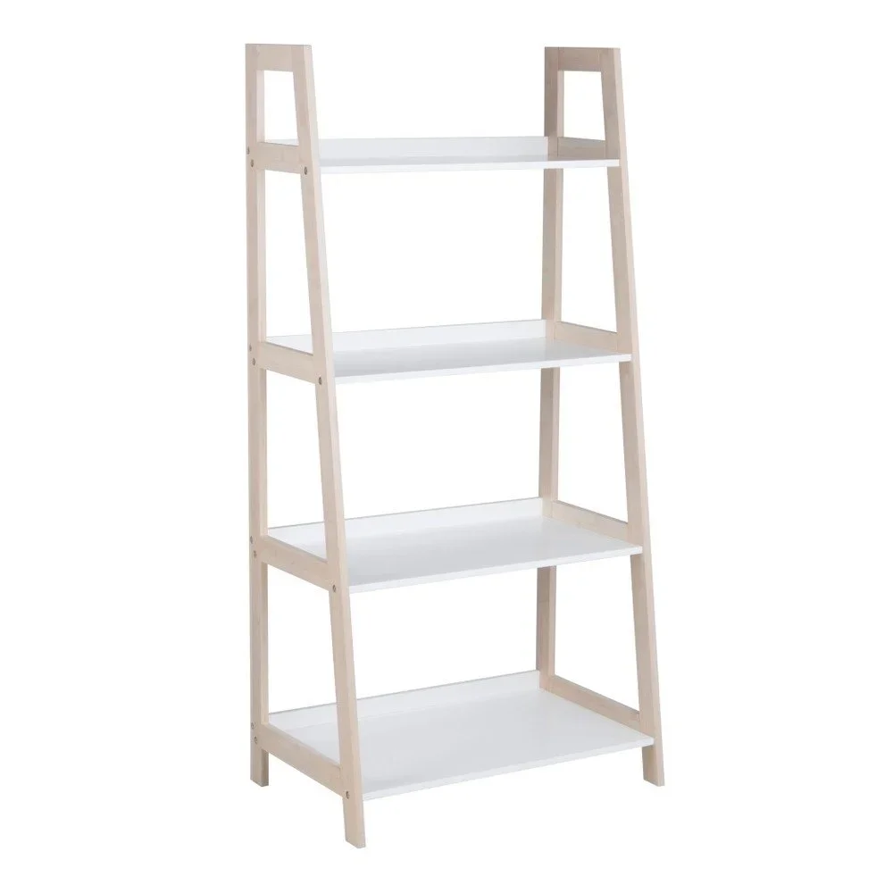 Bílý čtyřpatrový regál s konstrukcí z bambusu Actona Wally v:1002932