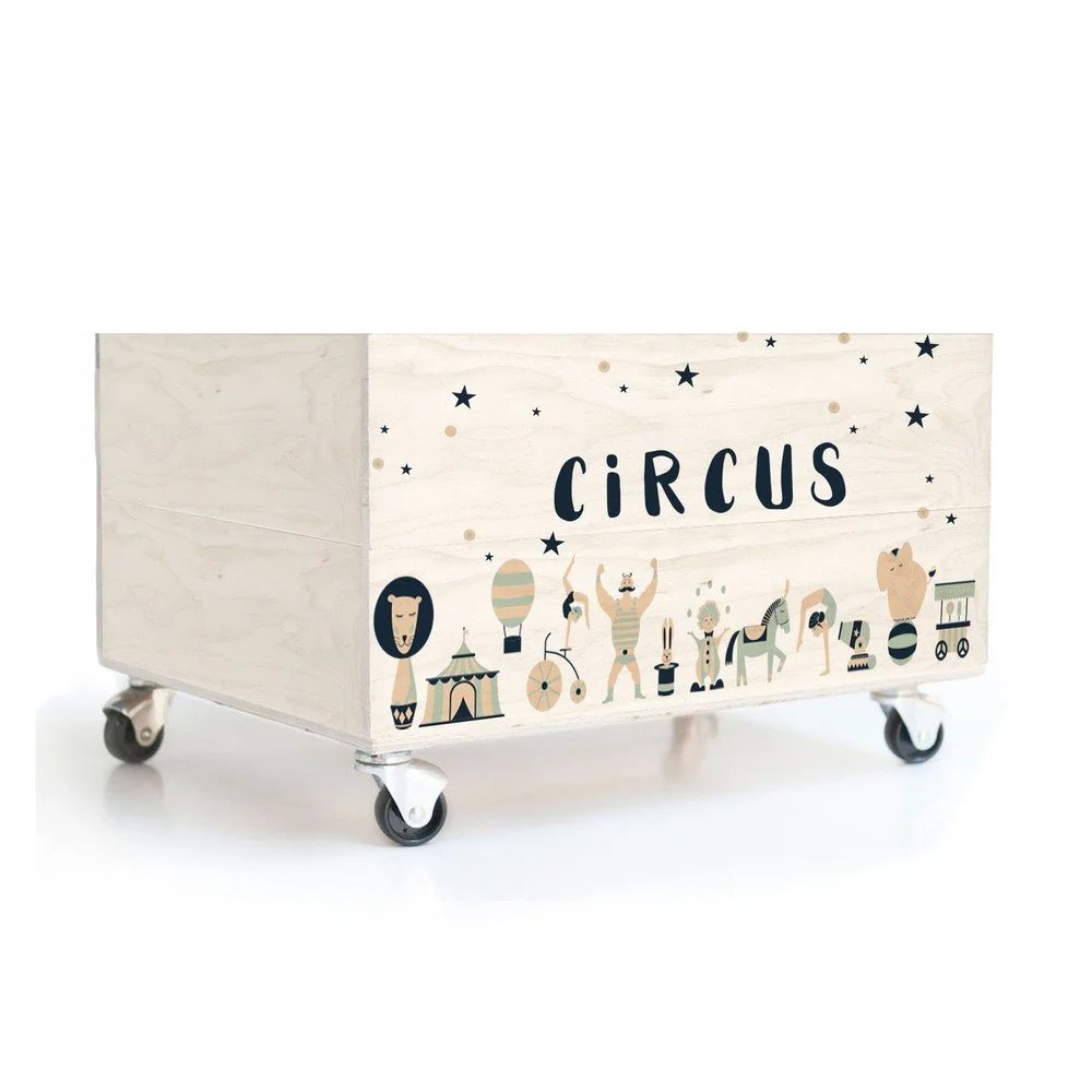 Dětský borovicový úložný box na kolečkách Folkifreckles Circus Crew v:1410889