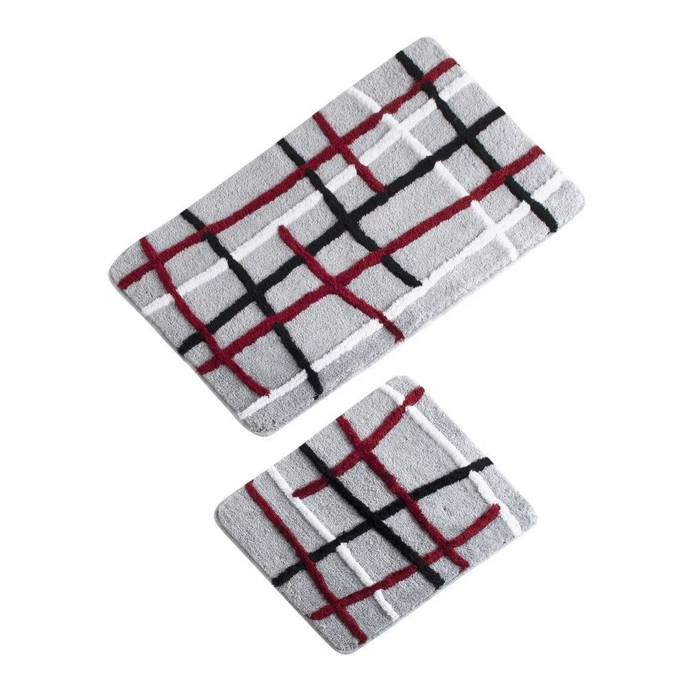 Sada 2 šedo-červených koupelnových předložek Verge Bath Mat Linus v:1156190