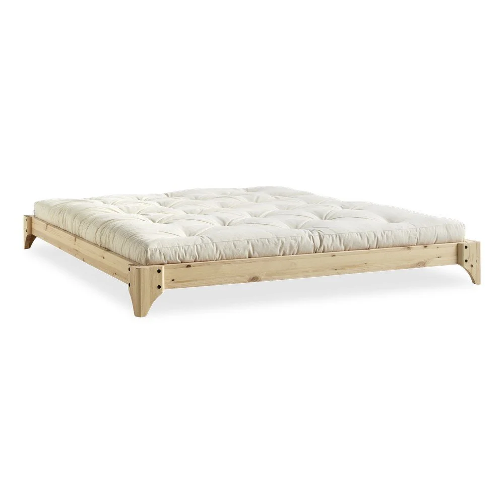 Dvoulůžková postel z borovicového dřeva s matrací Karup Design Elan Comfort Mat Natural Clear/Natural, 180 x 200 cm v:1308886