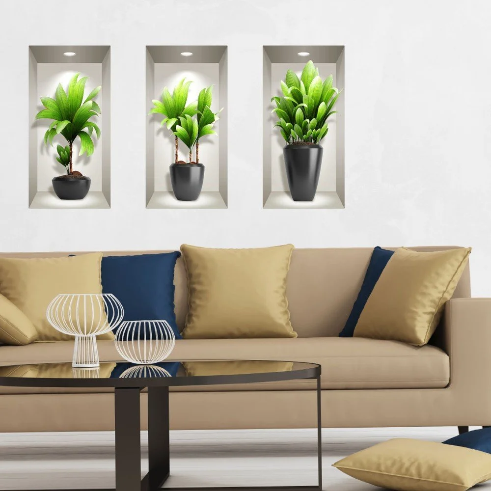 Sada 3 3D samolepek na zeď Ambiance Exotic Plants v:1293988