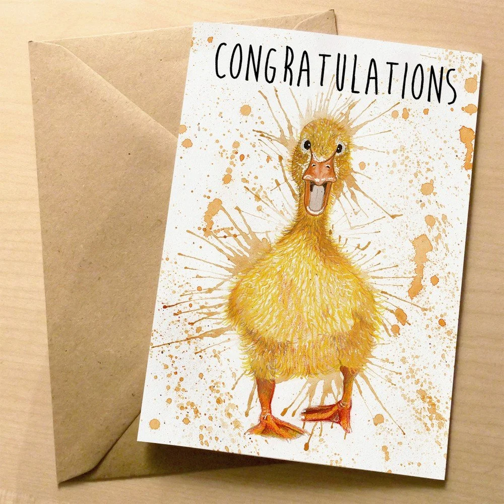 Přáníčko Wraptious Splatter Duck Congrats v:723686