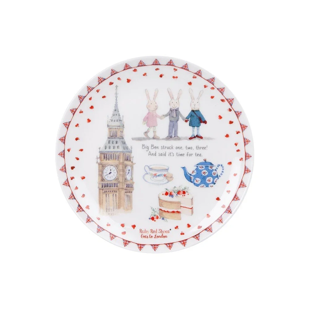 Dezertní talíř z kostního porcelánu Ashdene Ruby Red London Big Ben, ⌀ 15 cm v:1068964