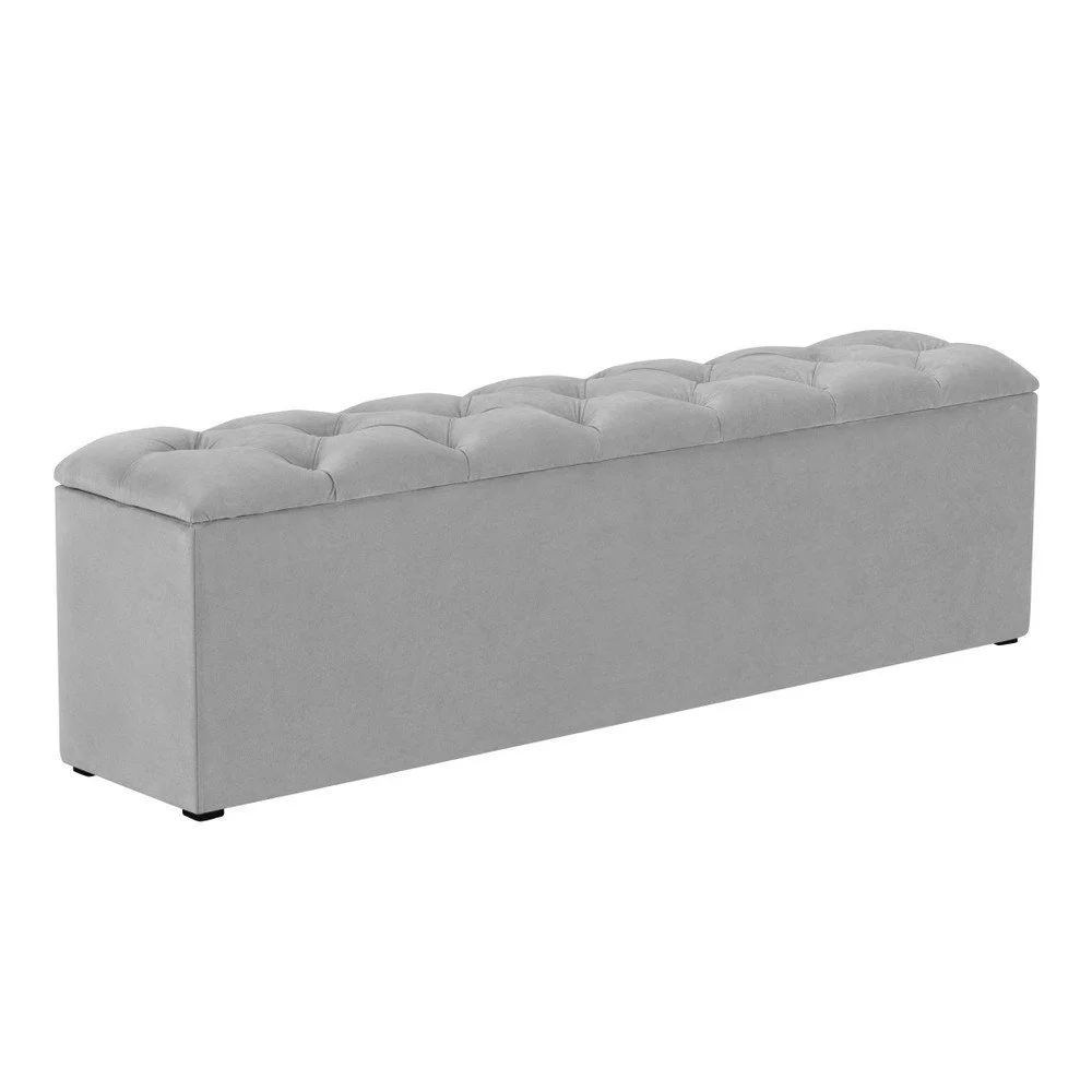 Šedý otoman k posteli s úložným prostorem Kooko Home Manna, 47 x 140 cm v:1086640