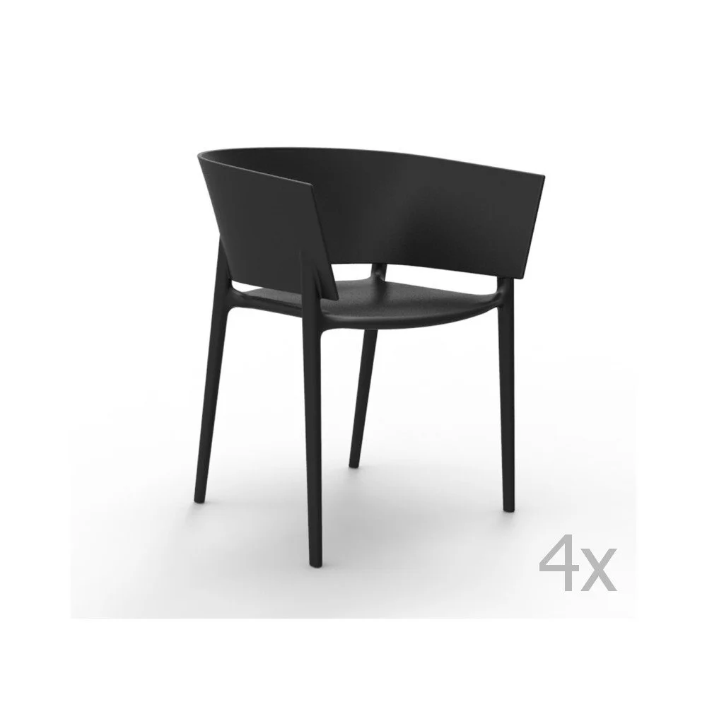 Sada 4 černých zahradních židlí Vondom Africa v:843096