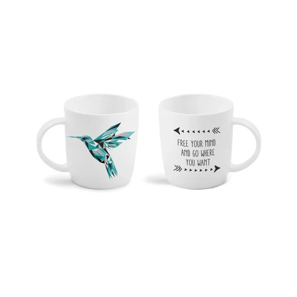 Hrnek z kostního porcelánu s oboustranným potiskem Vialli Design Hummingbird, 370 ml v:831114
