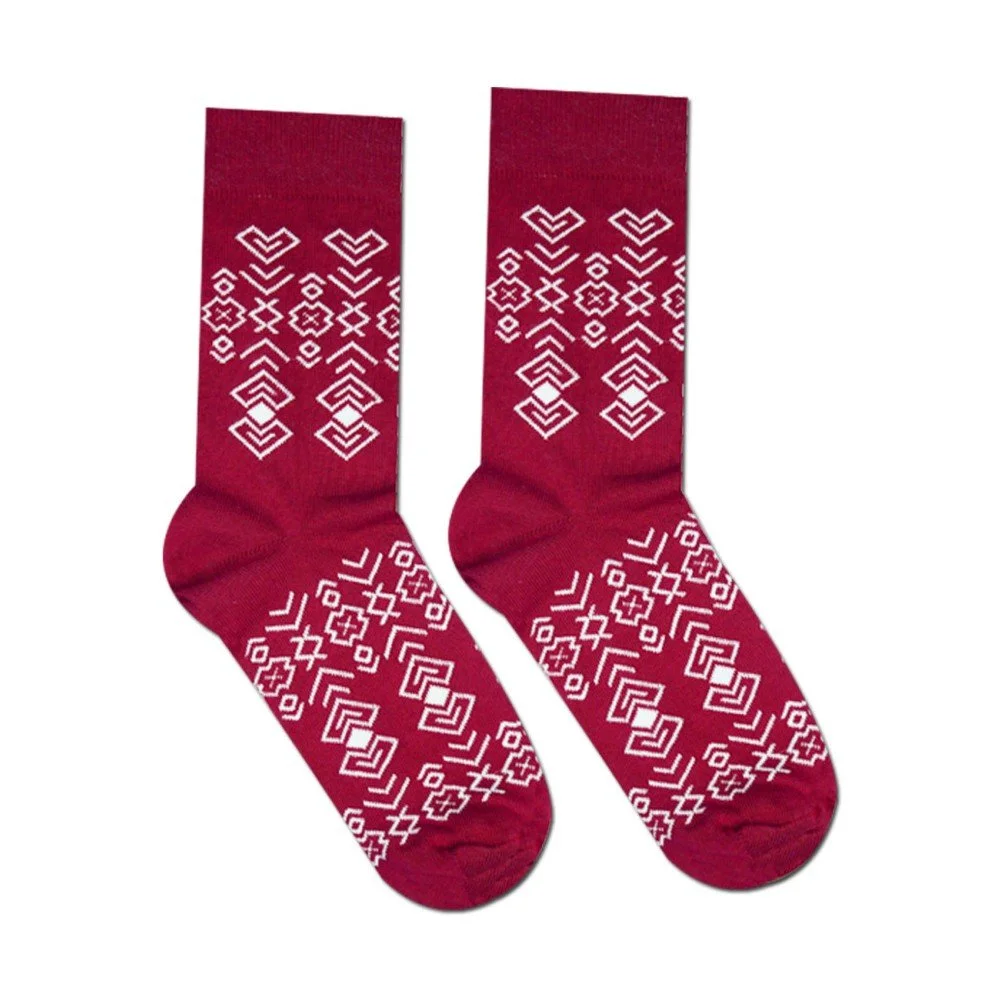 Červené bavlněné ponožky HestySocks Geometry, vel. 43-46 v:1120188