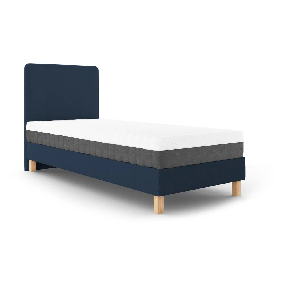 Tmavě modrá čalouněná jednolůžková postel s roštem 90x200 cm Lotus – Cosmopolitan Design v:1437039