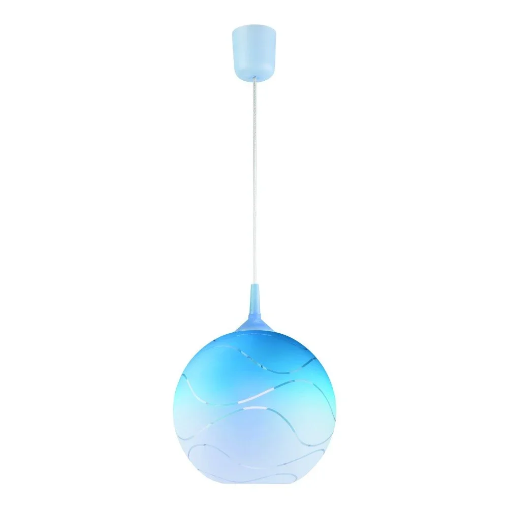 Modré kulaté závěsné svítidlo LAMKUR Waves v:1215464