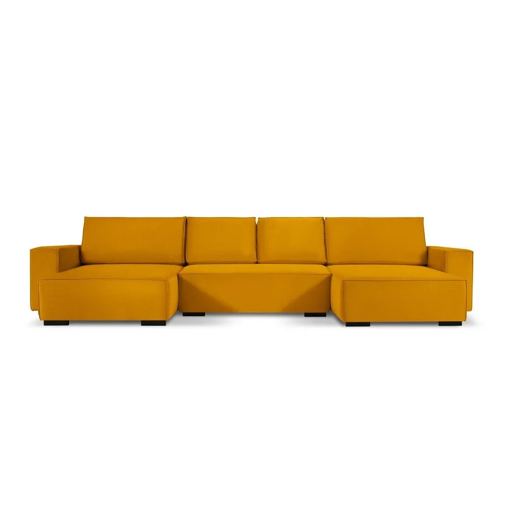 Žlutá manšestrová rozkládací pohovka do "U" Mazzini Sofas Azalea v:1412763