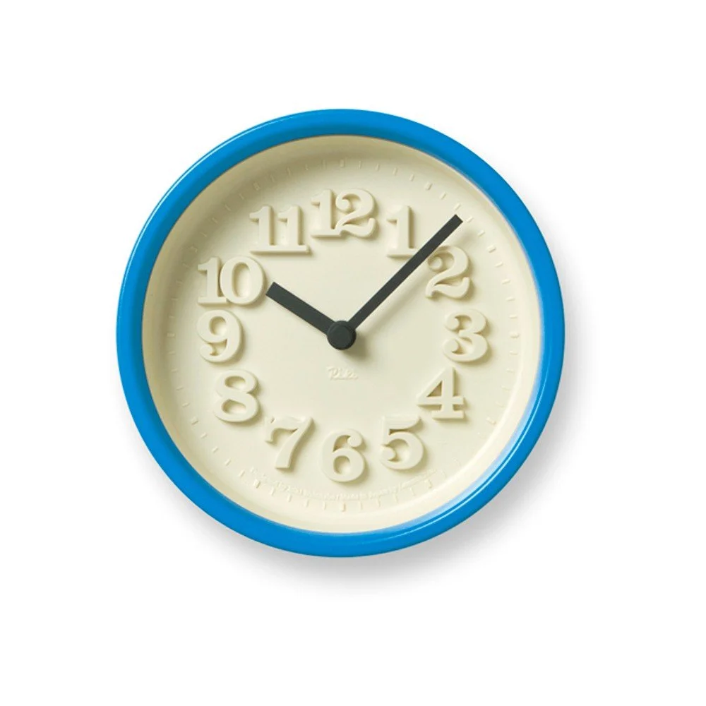 Nástěnné hodiny se světle modrým rámem Lemnos Clock Chiisana, ⌀ 12,2 cm v:864632